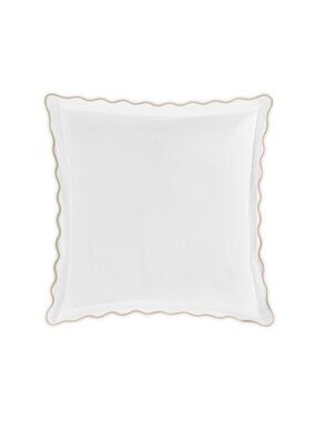 Matouk Lanai Scalloped Sham Cotton White/Tan EURO